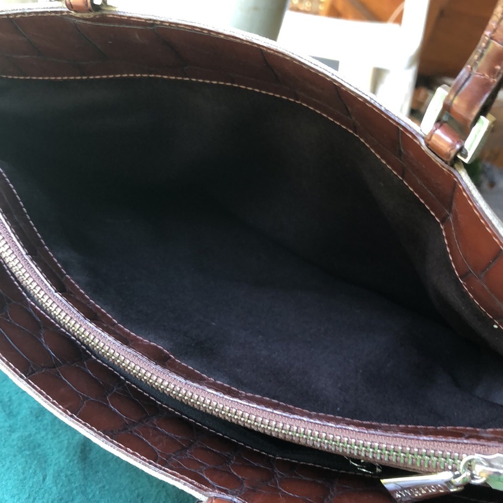 Classic Cole Haan Linen-Canvas and Faux Croc Leather Shoulder Bag Shopper - Picture 8 of 11